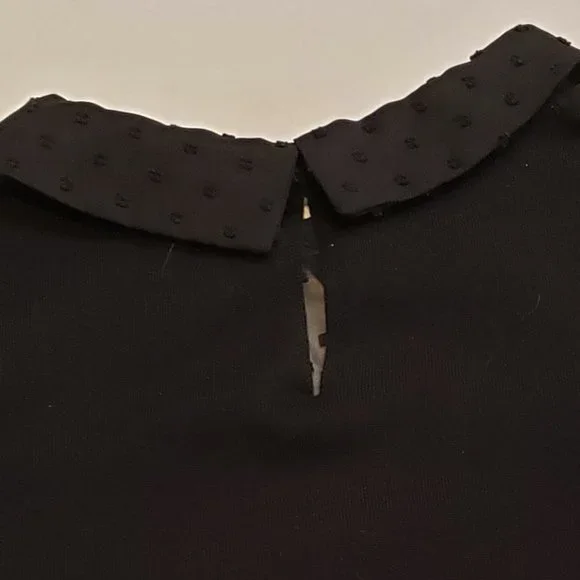 Adrianna Papell short sleeve knit sweater with sheer dot textured chiffon - Picture 6 of 16